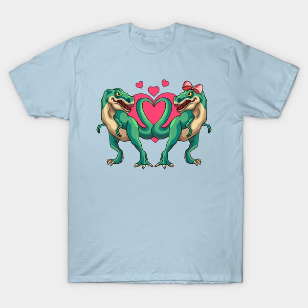 T Rex in Love Valentine's Day Funny Love Hearts Dinosaur T-Shirt by OrangeMonkeyArt